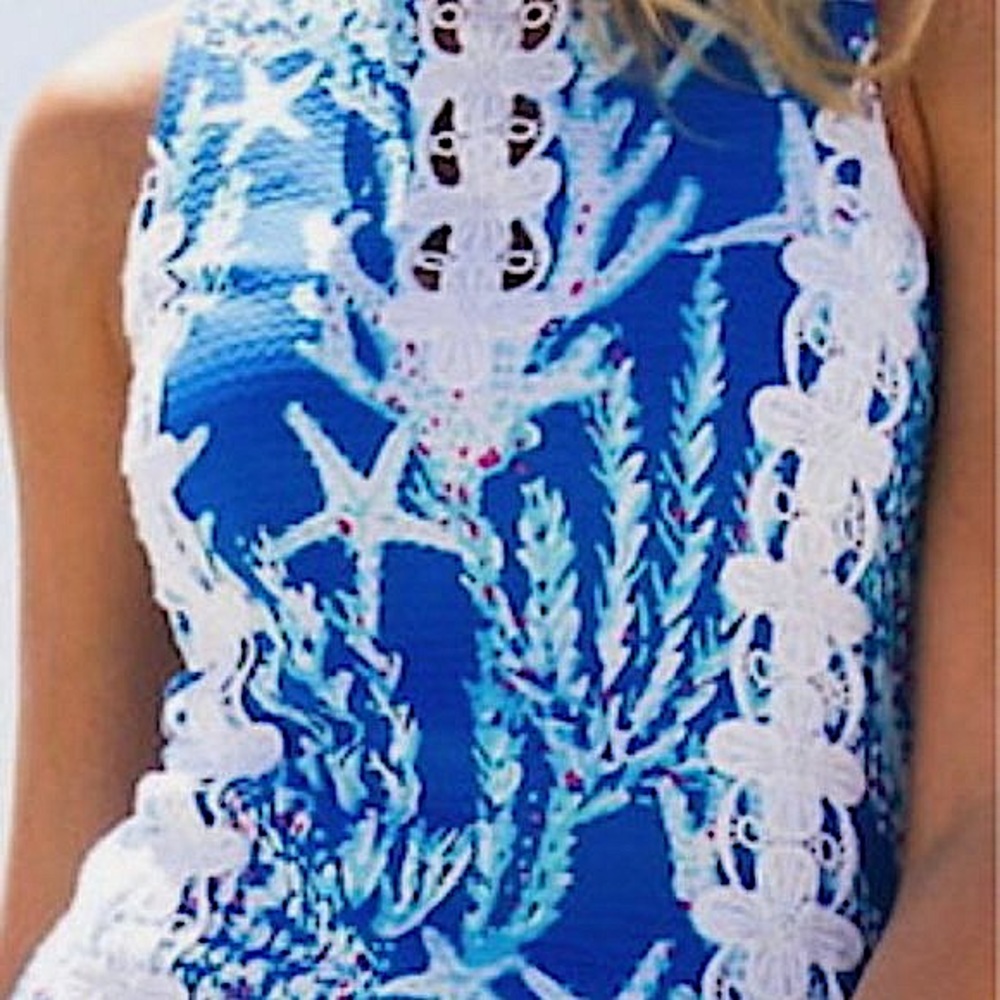 Lilly Pulitzer Blue and White Sleeveless Shift Dress - Picture 6 of 13